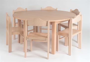 Stůl pro 6 dětí, průměr 120 cm, výška 60 cm, židličky David STOH v 35cm, barva buk přírodní (2)